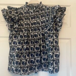 Oliphant Stylish Blue  and White Women's Top XS